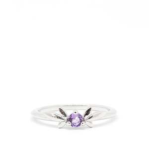 Anillo solitario CZ de corte redondo amatista púrpura de 3,5mm, joyería de compromiso y aniversario chapada en oro de 18 quilates - Product Image 1