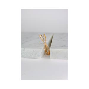 Pendientes de Aro Estilo Ola de Alta Calidad al por Mayor, Amarillos con Cristales, Chapados en Oro de 18K, Plata de Ley 925 - Product Image 4