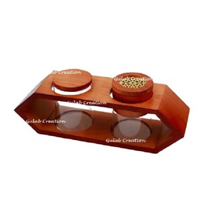 Le plus récent ensemble de plateaux de brûleur d'encens arabe en bois lancé OEM Design personnalisé Mubkhar avec plateau décoratif pour les cadeaux arabes Bakhoor - Product Image 3