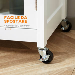 HOMCOM Chariot de cuisine polyvalent à 4 roues, bois blanc, 67x48x86,5 cm - Product Image 5
