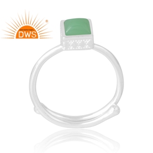 Vente chaude 925 Sterling Silver Natural Chrysoprase Gemstone Ring Bijoux personnalisés pour les femmes Cadeau pour elle - Product Image 1