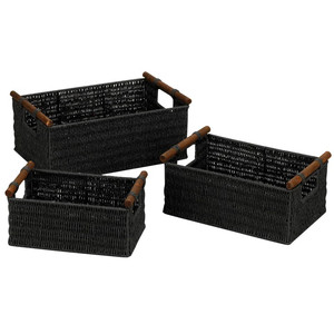 Nhat Minh Set 3 paniers classiques en jonc de mer naturel Design pliable Style bohème couleur personnalisée écologique pour la cuisine à domicile - Product Image 1