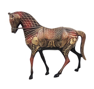 Producto de vela caliente Estatua de caballo de latón con acabado antiguo para decoración del hogar y Decoración de mesa de oficina. - Product Image 1