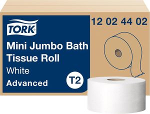 Papel Higiénico Tork Advanced Mini Jumbo Roll T2, Blanco, 2 Capas, 751 Pies/Rollo, 12 Rollos/Caja (12024402) - Product Image 1