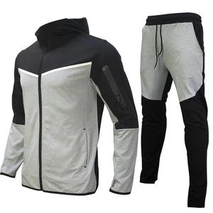 Ensemble de survêtement sport pour homme grande taille coupe classique du fabricant, avec logo personnalisé, écologique, comprenant un sweat à capuche zippé intégral et un pantalon de survêtement - Product Image 6