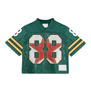New Custom Over Sized Sublimation Boxy <b>Cropped</b> Print Cut and Jersey <b>Men</b> Mesh Street Wear Mesh American Football Jersey All Sizes - Product Image 3