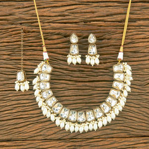 ล่าสุด Mehndi ชุบทองเหลืองทองแดงสตรี Indo Western ลูกปัดสร้อยคอชุดคลาสสิกดู - Product Image 3