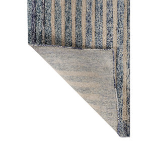 Alfombra de Lana Caliedo a Rayas Azules, Hecha a Mano, Rectangular de 9x12, para Entrada, Sala de Estar, Pasillo, 10 mm de Grosor, Material Viscosa - Product Image 5