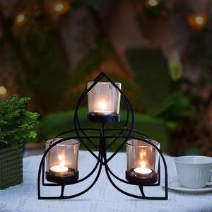 Elegante portavelas de hierro y vidrio con recubrimiento de polvo negro, perfecto para una elegante decoración del hogar y eventos especiales, juego de 5 - Product Image 6