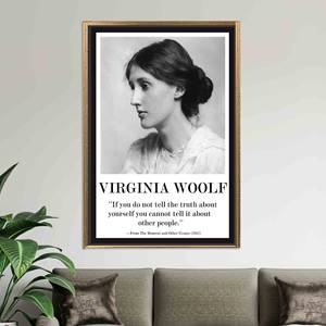 Printed Canvas Artwork: Virginia Woolf Quote Literary Home Decor,GOLD <b>FRAMED</b> CANVAS - Product Image 1