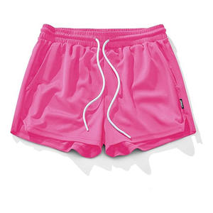 Shorts de sport en tricot rose pour hommes, taille élastique, cordon de serrage, anti-rides, séchage rapide, polyester, haute qualité, marque privée, shorts de course - Product Image 5
