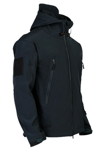 Chaqueta Softshell Negra para Hombre con Capucha, Cierre de Cremallera, Resistente al Agua, para Uso en Exteriores, Corte Regular, Todas las Temporadas, Cortavientos, Poliéster - Product Image 3