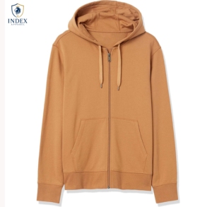 Sweat-shirt unisexe à capuche et fermeture éclair INDEX APPAREL, marron uni, tricoté, coupe classique, pour l'automne - Product Image 1