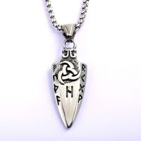 Collier pendentif double face nœud celtique Viking en acier inoxydable pour homme, bijoux nordiques vintage, vente en gros et approvisionnement en vrac