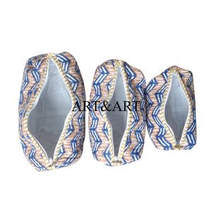 Elegante Juego de 3 Bolsas de Algodón Acolchado de Gran Capacidad con Estampado Floral, Organizador de Viaje, Juego de Bolsas de Cosméticos con Cremallera, Bolsa de Maquillaje al por Mayor - Product Image 4