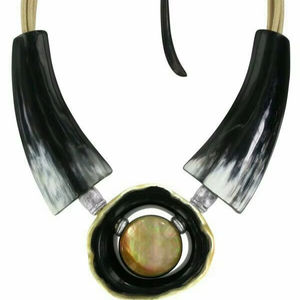 HUESO Nueva llegada Buffalo Ox Cuerno Collar Pulido Animal Estilo Hueso Joyería Diseño Natural Cuentas Mujeres Niñas Boda - Product Image 1