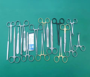 Ensemble de 17 instruments chirurgicaux vétérinaires réutilisables en acier inoxydable, neufs, avec poignée dorée, pour la stérilisation et la castration, équipement chirurgical de base - Product Image 3