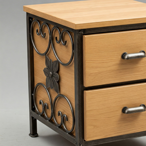 Table de chevet moderne à deux tiroirs en métal et en bois pour chambre à coucher salon travail décoratif hôpital hôtel maison stockage pour appartement - Product Image 4