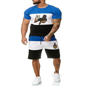 2023 hommes de haute qualité été décontracté Sport ensembles personnalisé imprimé à manches courtes t-shirt sweat Shorts solide deux pièces tenue pour - Product Image 3