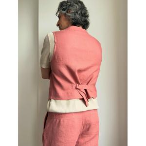 Chaleco y chaleco de lino de terracota vietnamita para novio - Product Image 3