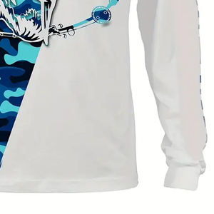 Camisa de pesca al por mayor de rendimiento de poliéster personalizado de sublimación de protección de manga larga de secado rápido para hombres - Product Image 5