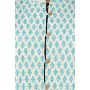 Veste matelassée en coton léger imprimé bleu turquoise pour femme SHKL1024 - Product Image 1