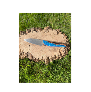 Couteau de chef en bois et résine de 8 pouces Couteau de chef de cuisine à motif laser damas avec manche en résine de couleur bleu foncé - Product Image 6