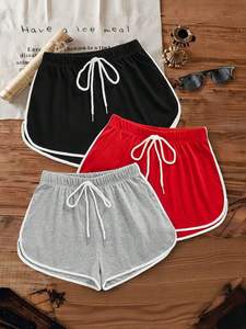 Shorts de sport décontractés pour femmes, taille haute, coupe régulière, respirants, avec cordon de serrage, en polyester et élasthanne, personnalisables avec logo, pour usage quotidien, OEM - Product Image 2