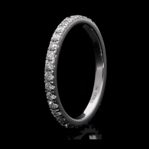 14K White Gold Rhodium Plated Classic Brilliant-Cut Natural Filled Diamond Women's Eternity Band Wedding <b>Stacking</b> <b>Ring</b> - Product Image 1