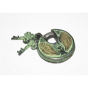 Beautifully Conch Engraved Brass Door Padlock Security <b>Locks</b> with 2 <b>Keys</b> Fully Functional Door <b>Locks</b> - Product Image 3