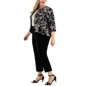 Top Peplum Ricamato da Donna Alex Evenings in Nero Taglia 1X Maglie in Maglia - Product Image 3