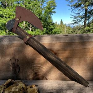 Hacha de Acero D2 de 19.5 Pulgadas Personalizada Jexmoo, Hachas Tomahawk con Mango de Madera de Palisandro, Funda de Cuero, Regalo para Exteriores, Hecho a Mano, Estilo Industrial - Product Image 2