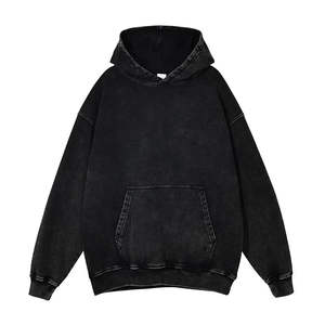 Sweat à capuche surdimensionné en coton 100% de haute qualité pour homme avec logo personnalisé OEM, col rond côtelé, manches longues, uni - Product Image 1