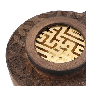 Luxury Arabic <b>Wood</b> Incense <b>Burner</b> with Metal Bowl And Geometric Cutout Lid Handmade Bakhoor Holder <b>for</b> Islamic And Ramadan Gift - Product Image 5