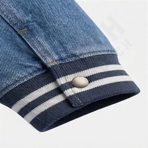 Veste en jean pour homme de couleur bleue sur mesure, tissu en coton personnalisé, style boutonné, veste en denim à séchage rapide pour homme - Product Image 6