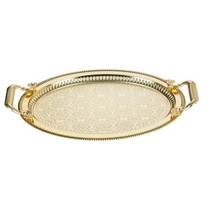 Elegante Bandeja Decorativa para Servir Alimentos, Platos para Galletas, Bandeja Chapada en Oro de Primera Calidad con Asa Dorada, Suministros para el Hogar y Hoteles - Product Image 2
