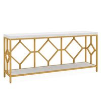 Antike Messing-Konsolentische mit rechteckiger Metallbasis und Holzplatte im modernen Design für das Wohnzimmer