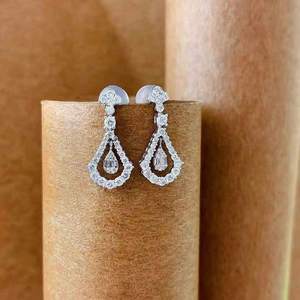 Luxury <b>Hoops</b> 925 Sterling <b>Silver</b> Claw Full Square Cubic Zirconia <b>Large</b> Huggies Earring for Women Wholesale Fine Jewelry - Product Image 4