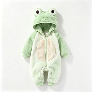 Combinaison à capuche personnalisée grenouille verte en peluche pour bébé, avec rembourrage en coton PP, costume animal nouveau-né pour fête - Product Image 4
