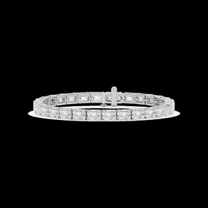 Pulsera de Oro Puro de 14k con Diamante Cultivado en Laboratorio con Corte Esmeralda de 13.5ct, Certificado IGI/GIA, Colección Signature, Estilo Tenis, Orientación Este-Oeste - Product Image 3