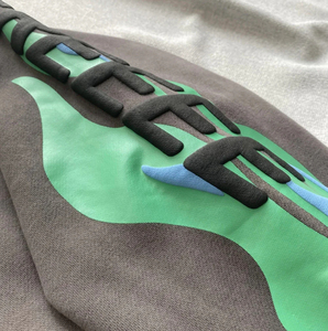 Sudadera con capucha personalizada de poliéster/algodón 500GSM, corte regular, estampado en relieve, forro polar sólido, para hombre y mujer - Product Image 4