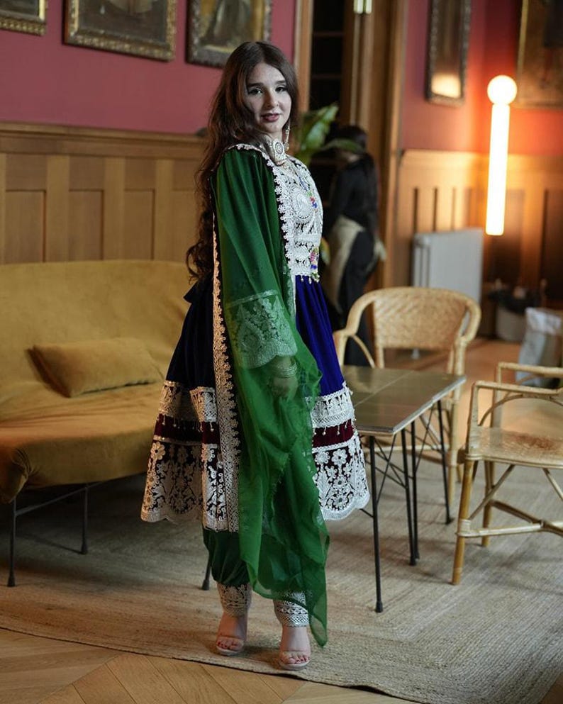 100% Comfortable Soft Fabric Made Traditional Afghani Dress Women's Vintage  Lace Pathani Kuchi Midi Length Dress| Alibaba.com