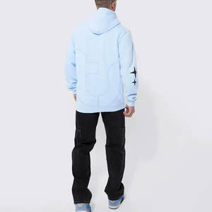 เสื้อสเวตเตอร์มีฮู้ดของผู้ชายผ้าฝ้าย100% มีฮู้ดพิมพ์ลายพัฟสีพื้นย้อมสีเรียบเพื่อความสบายในฤดูหนาว - Product Image 3