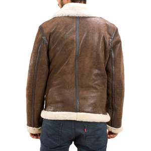 Top Trending Custom OEM Design Men Shearling Leather Jacket Venta al por mayor Mejor precio Quick Dry Men Shearling Leather Jacket - Product Image 3