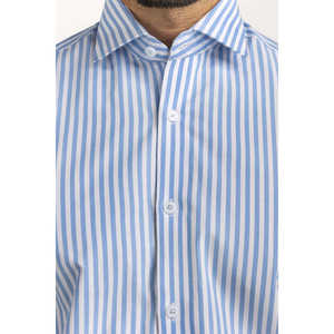 Chemises habillées modernes anti-plis pour hommes FS-STR25-253 en popeline rayée décontractée, tailles XL et 3XL pour le printemps - Product Image 6