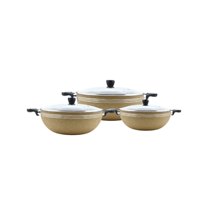 Wok (Karahi) en acier au carbone de qualité supérieure antiadhésif - Plusieurs tailles et couleurs - Poêle chinoise double avec couvercle en bois pour la cuisson en hôtel - Product Image 3