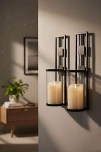 Modern Luxury Quality Metal Iron <b>Wall</b> Mounted <b>Candle</b> Sconce Glass Hurricane Pillar <b>Holder</b> For High End Home Hotel Wedding Decors - Product Image 2