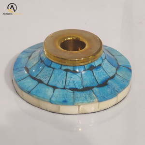 Striped Resin & <b>Brass</b> <b>Candlestick</b> <b>Holder</b> for Home & Restaurant for Easter & Christmas Lighting Decor Tealight <b>Holder</b> - Product Image 4
