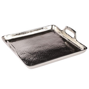 Bandeja de Servir Rectangular Moderna de Aluminio Plateado con Asas, Plato Decorativo de Metal Pulido para Uso en el Hogar y Bodas, Tamaño Personalizable - Product Image 6