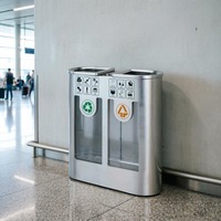Poubelle SD-70 en acier inoxydable et acrylique à 2 compartiments Poubelle séparée pour la collecte des déchets Poubelle de classification avec panneaux transparents